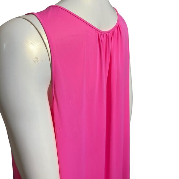 Vintage Shadowline Hot Pink Nightgown Floral Embroidered Nylon Sleepwear Medium - Picture 7 of 10